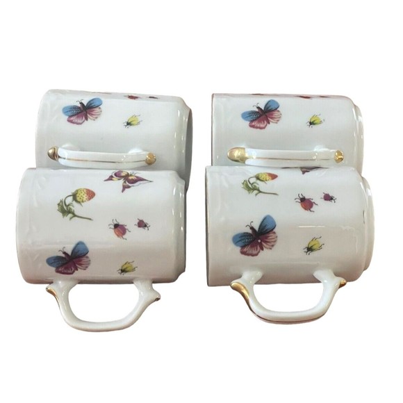 Vtg Ardalt Royal Crown Spring Time Coffee Tea Mugs Cups Set of 4 Japan Butterfly - Picture 3 of 6